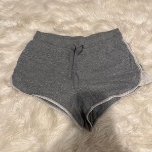 Grey cotton shorts with drawstring waist